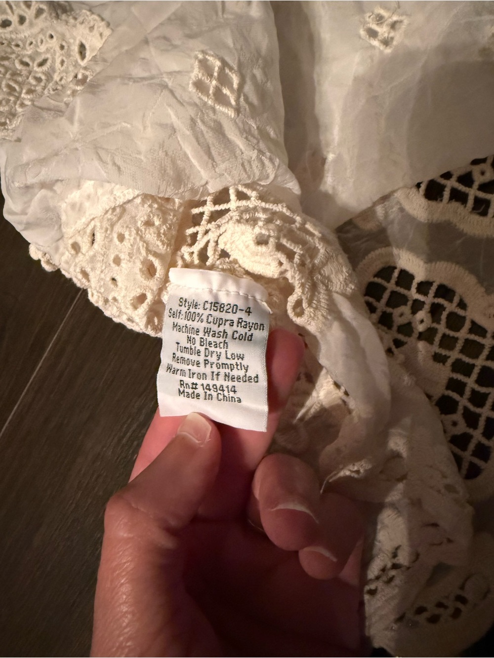 Johnny Was White Cupra Rayon Eyelet Lace Tank Top Medium Boho Cottagecore Sheer - Picture 4 of 4
